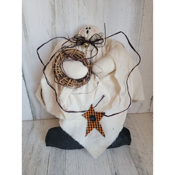 Vintage Ghost Rustic bell mini wreath Halloween home decor - Picture 1 of 6
